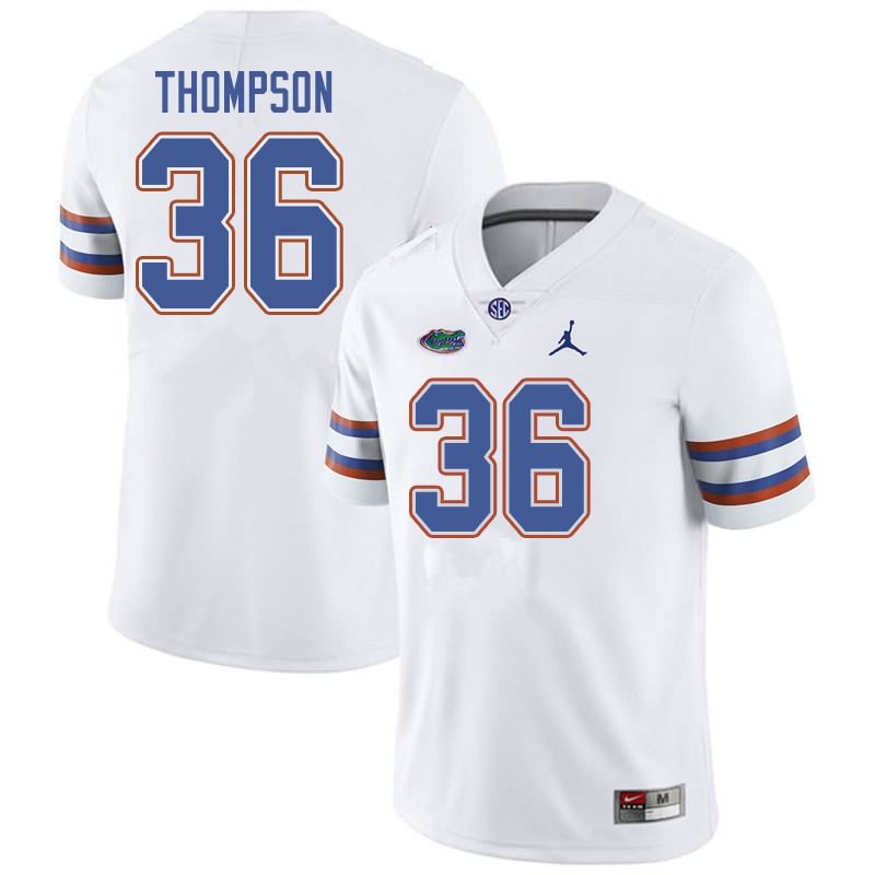 Men's NCAA Florida Gators Trey Thompson #36 Stitched Authentic Jordan Brand White College Football Jersey RUK3765SN